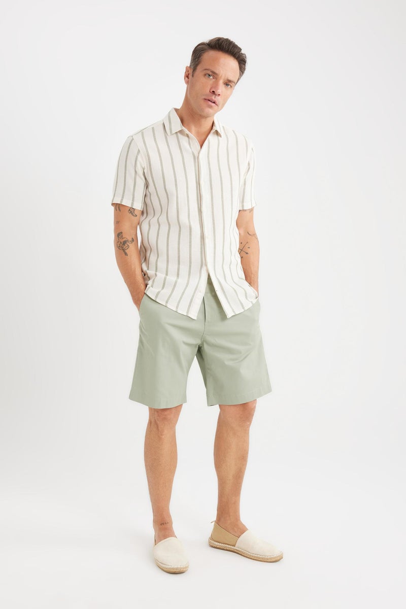 DeFacto Green Man Regular Fit Gabardine Bermuda Casual - Image 4